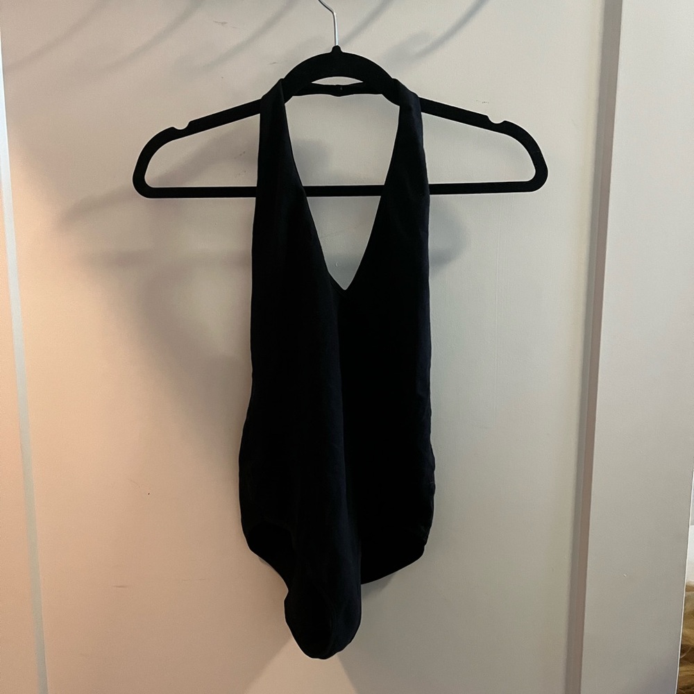 American Apparel Black Sleeveless Backless Bodysuit